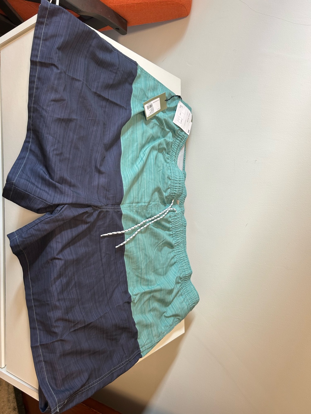 Target Men’s Two-Tone Navy and Teal Swim Trunks